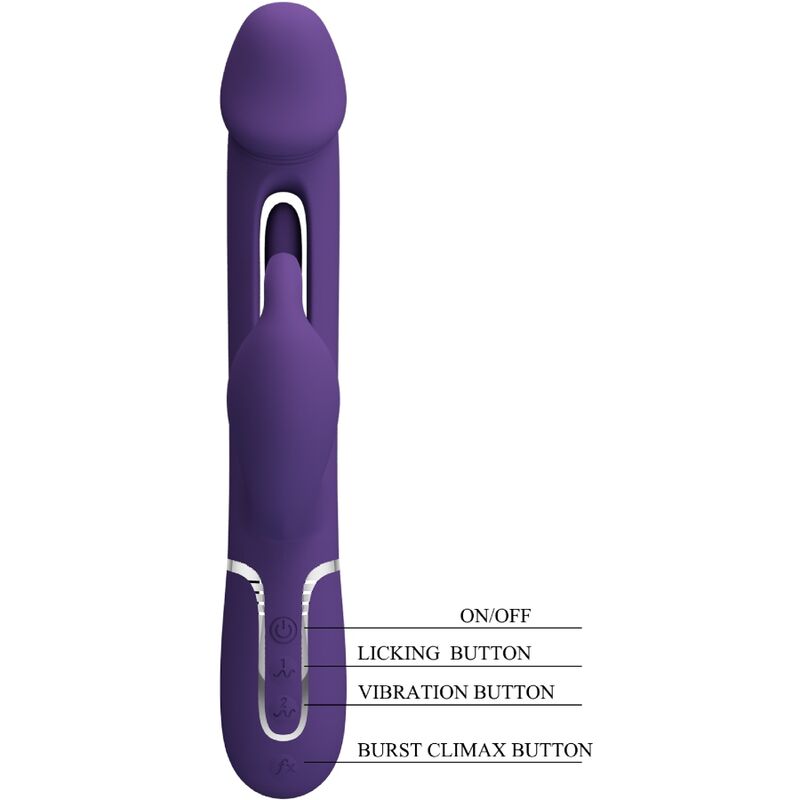 Pretty Love - Vibrateur Multifonction 3 en 1 Kampas Rabbit avec Langue Violet