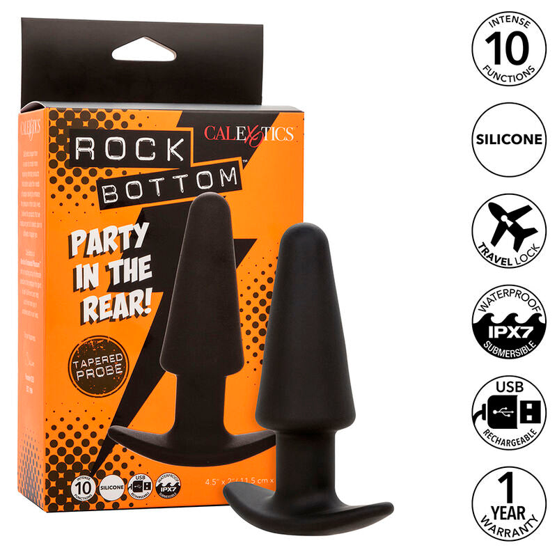 Calexotics - Rock Bottom Tapered Anal Plug 10 Vibrations Silicone Noir