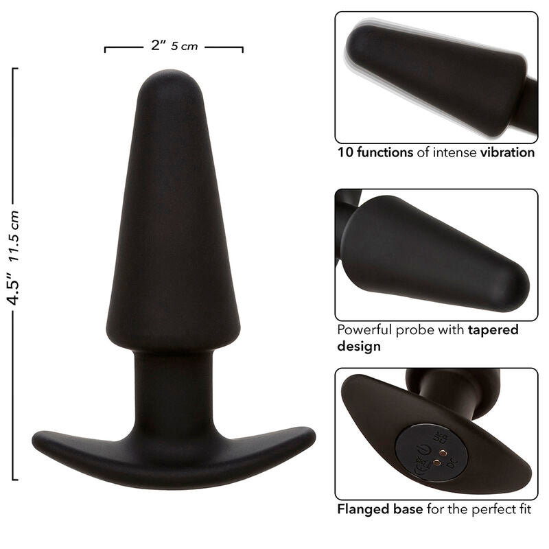 Calexotics - Rock Bottom Tapered Anal Plug 10 Vibrations Silicone Noir