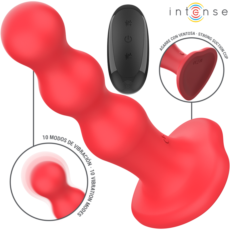 Intense - Cody Vibrateur avec Ventouse Télécommande Rouge
