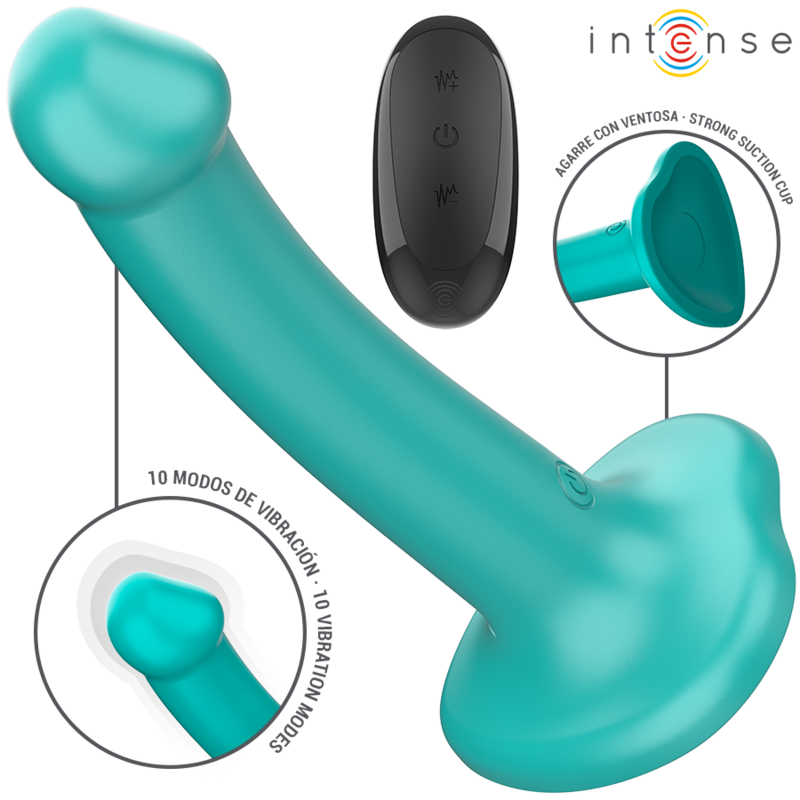 Intense - Katie Vibrateur avec Ventouse 10 Vibrations Télécommande Bleue