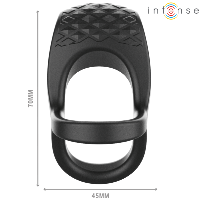 Intense - Alex Vibrateur Double Anneau Pénis 10 Vibrations Noir