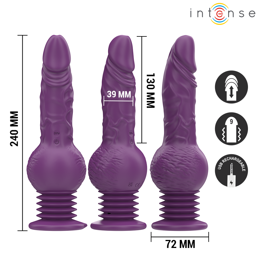 Intense - Vibrateur Multifonction Tatum avec Vibration de Haut en Bas 24 Cm Violet