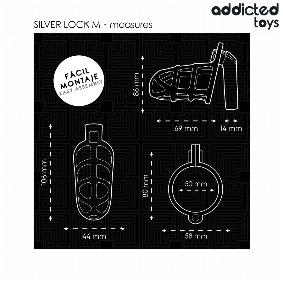 Addicted Toys Locked - Cage à Pénis en Métal avec Verrou Argent Taille M