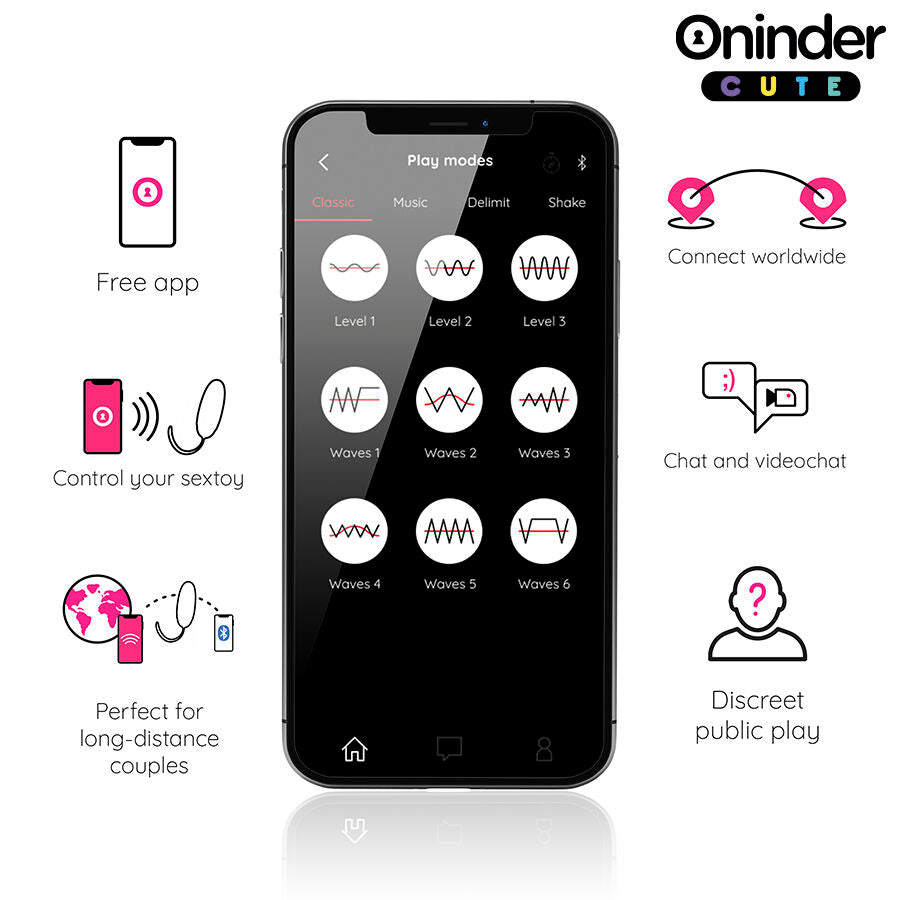 Oninder Cute - œuf en Silicone à Vibrations et Tapotements - Application Mondiale Gratuite