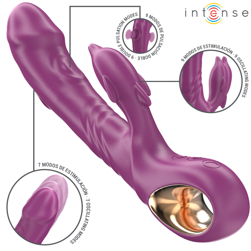 Intense - Halle Vibrateur Multifonction avec Langue Stimulante Dauphin Violet