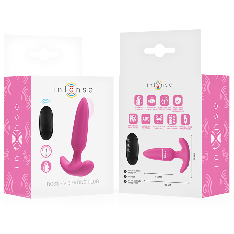 Intense - Ross Anal Plug 10 Vibrations Rose Télécommande