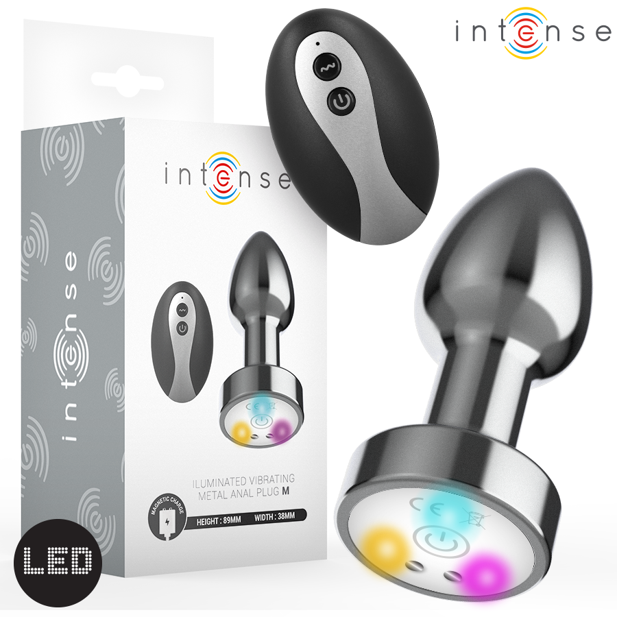 Intense - Plug Anal Vibrant en Métal avec Lumières Led et Télécommande - Taille M
