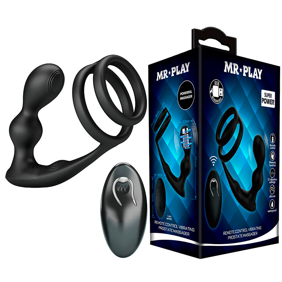 Mr Play - Plug Anal Vibrant avec Anneau Pénis et Télécommande