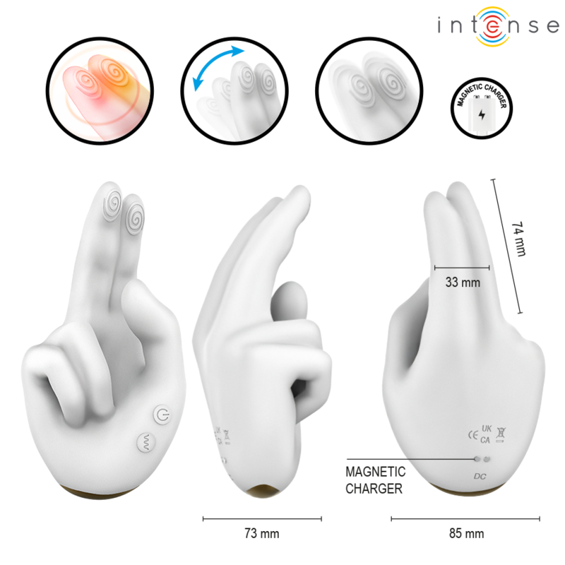 Intense - Jimmy Stimulateur Multifonction en Forme de Main avec Vibration et Chaleur