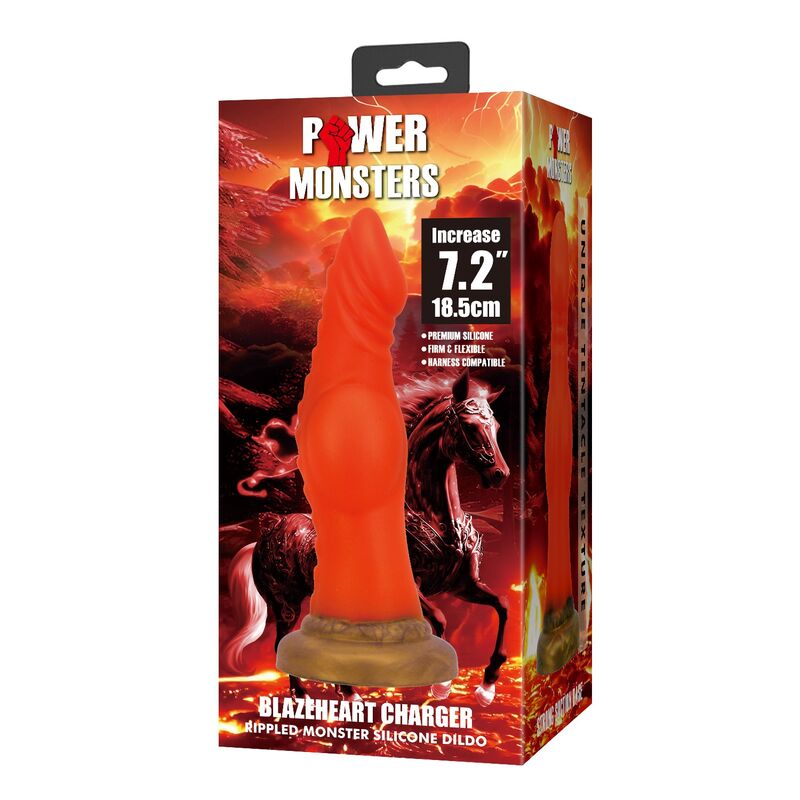 Power Monsters - Blazeheart Charger Fantasy Godemichet en Silicone 18,5 Cm Ø 4,5 Cm