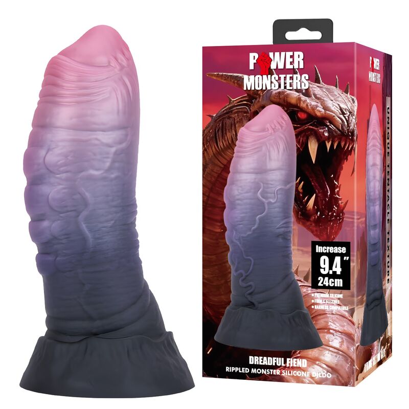 Power Monsters - Dreadful Fiend Bicolor Fantasy Godemichet en Silicone 24 Cm Ø 6 Cm
