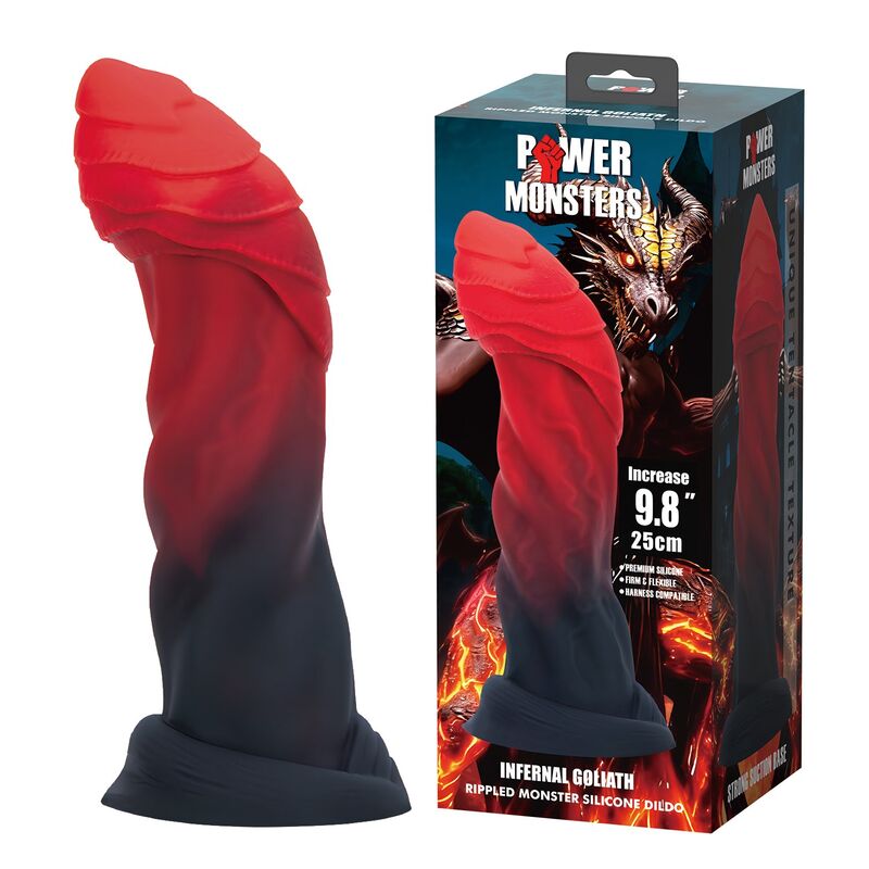 Power Monsters - Goliath Infernal Bicolore Fantasy Godemichet en Silicone 25 Cm Ø 6 Cm
