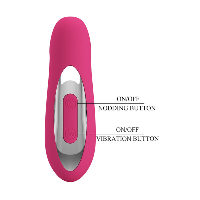 Pretty Love - Duden Vibrateur en Silicone Rechargeable 12 Modes de Vibration et 3 Modes de Bascule Rose