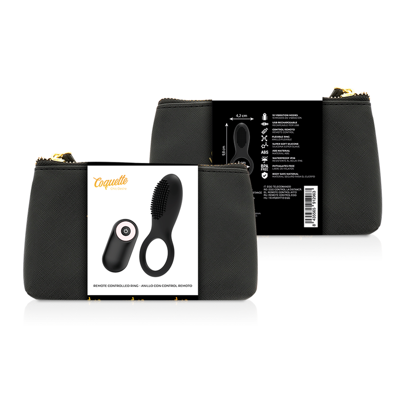 Coquette Chic Desire - Cockring Télécommande Rechargeable Noir/ Or