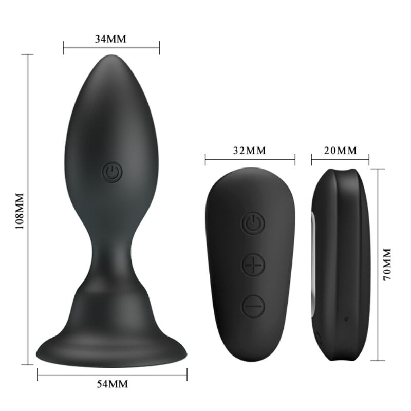 Mr Play - Plug Anal avec Télécommande Vibration Noire