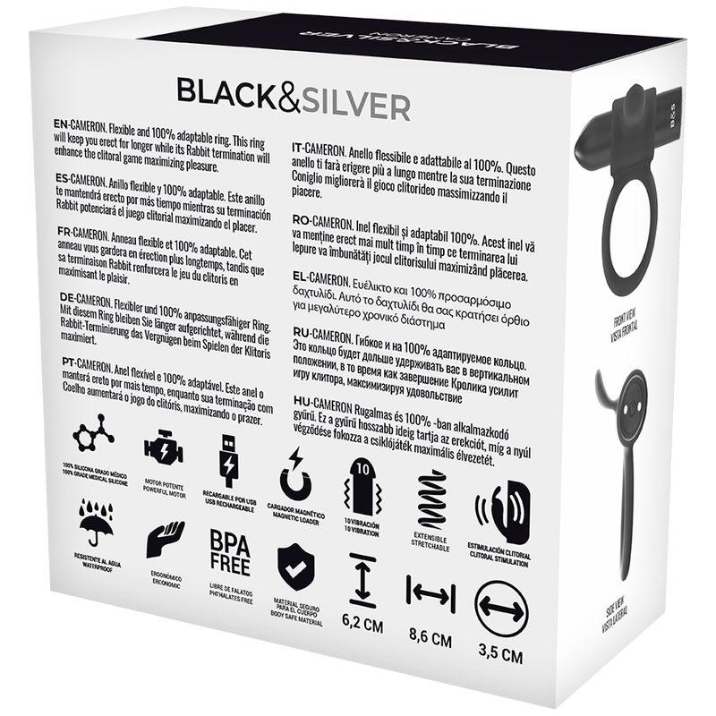 Black&silver - Bague Rechargeable Cameron Noir