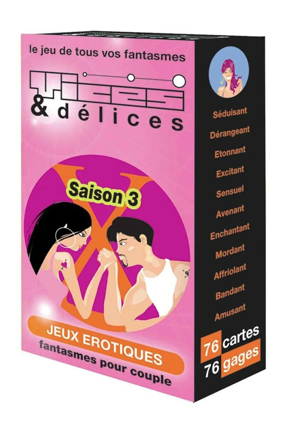 Jeu de cartes érotiques pour couples, stimulez vos fantasmes avec 76 défis sensuels, laissez libre cours à votre imagination.