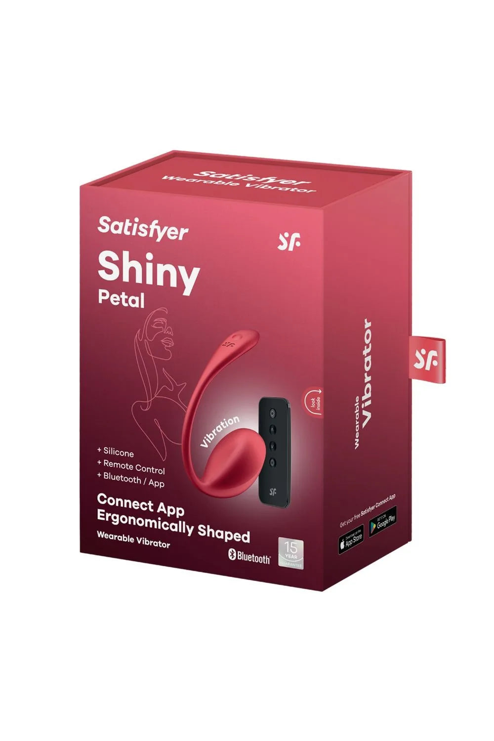 Vibromasseur connectable ergonomique en silicone rouge, télécommande incluse pour plaisir intime.