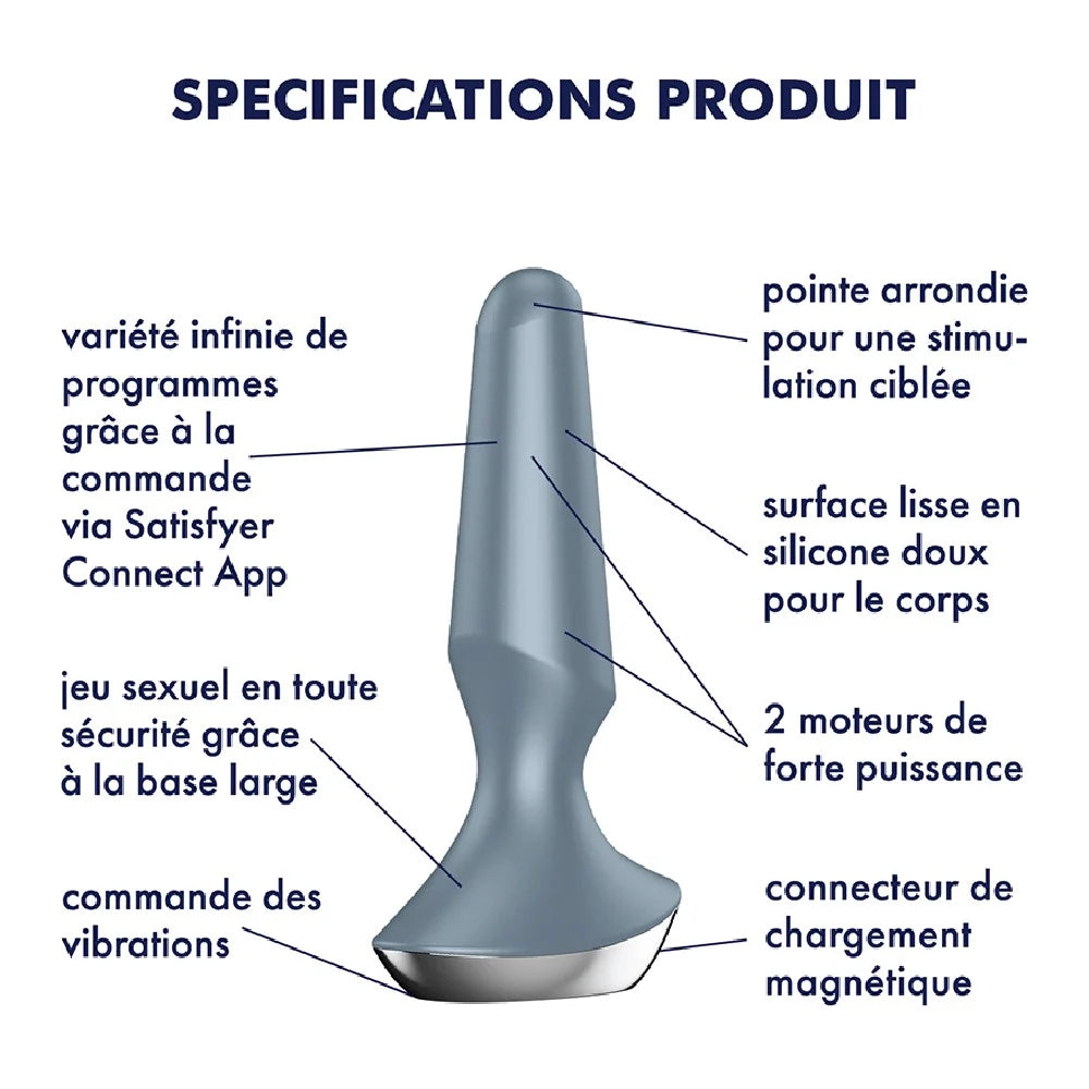 Plug anal vibrant connecté USB ilicious 2 Ice blue Satisfyer