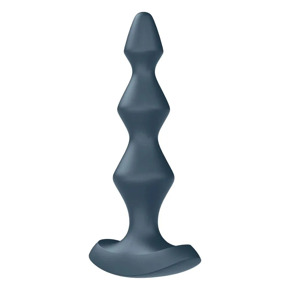 Plug anal vibrant gris en silicone, rechargement USB, ergonomique et élégant pour plaisir intime.