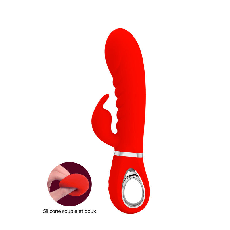 Prescott, vibromasseur rabbit point-G silicone super soft rouge