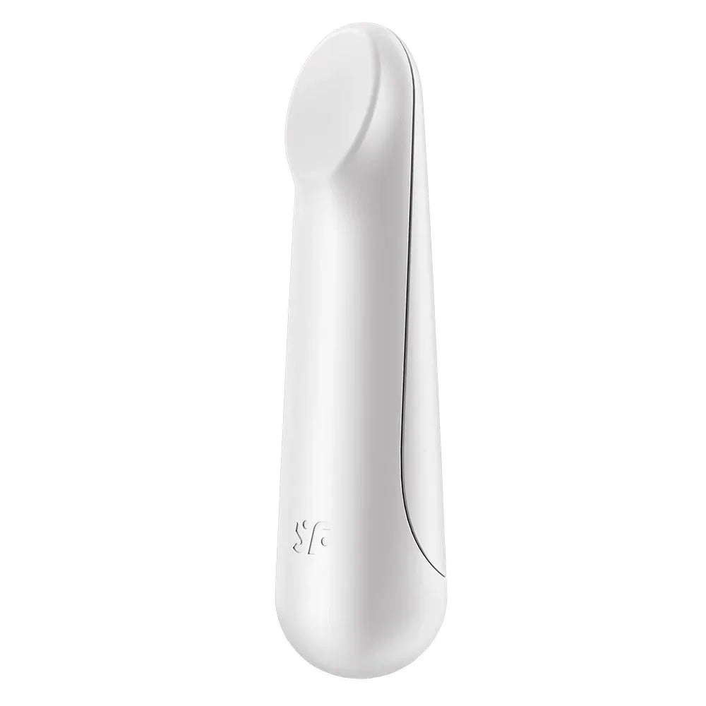 Mini vibromasseur blanc USB, compact et puissant, idéal pour le plaisir discret et transportable.