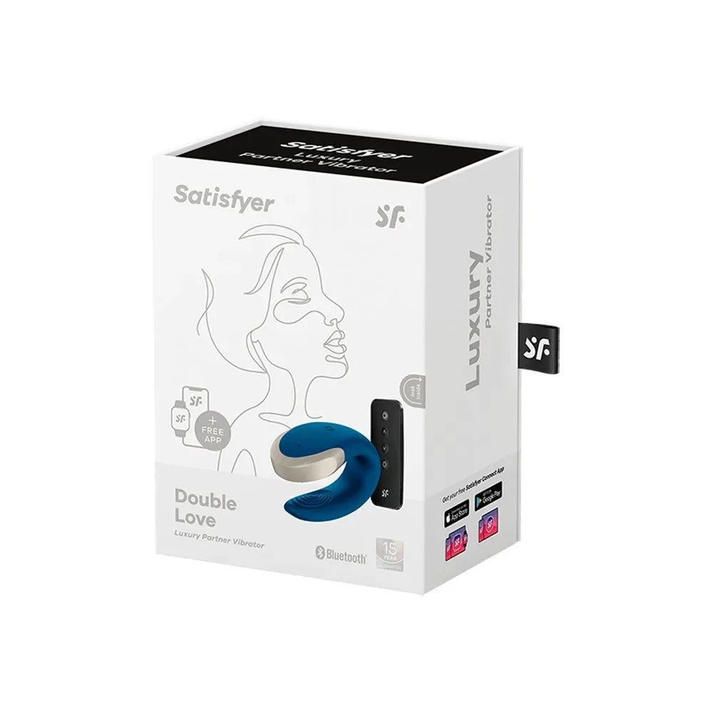 Vibromasseur connecté pour couple bleu, télécommande, Bluetooth, Satisfyer, intime, luxe, double plaisir.