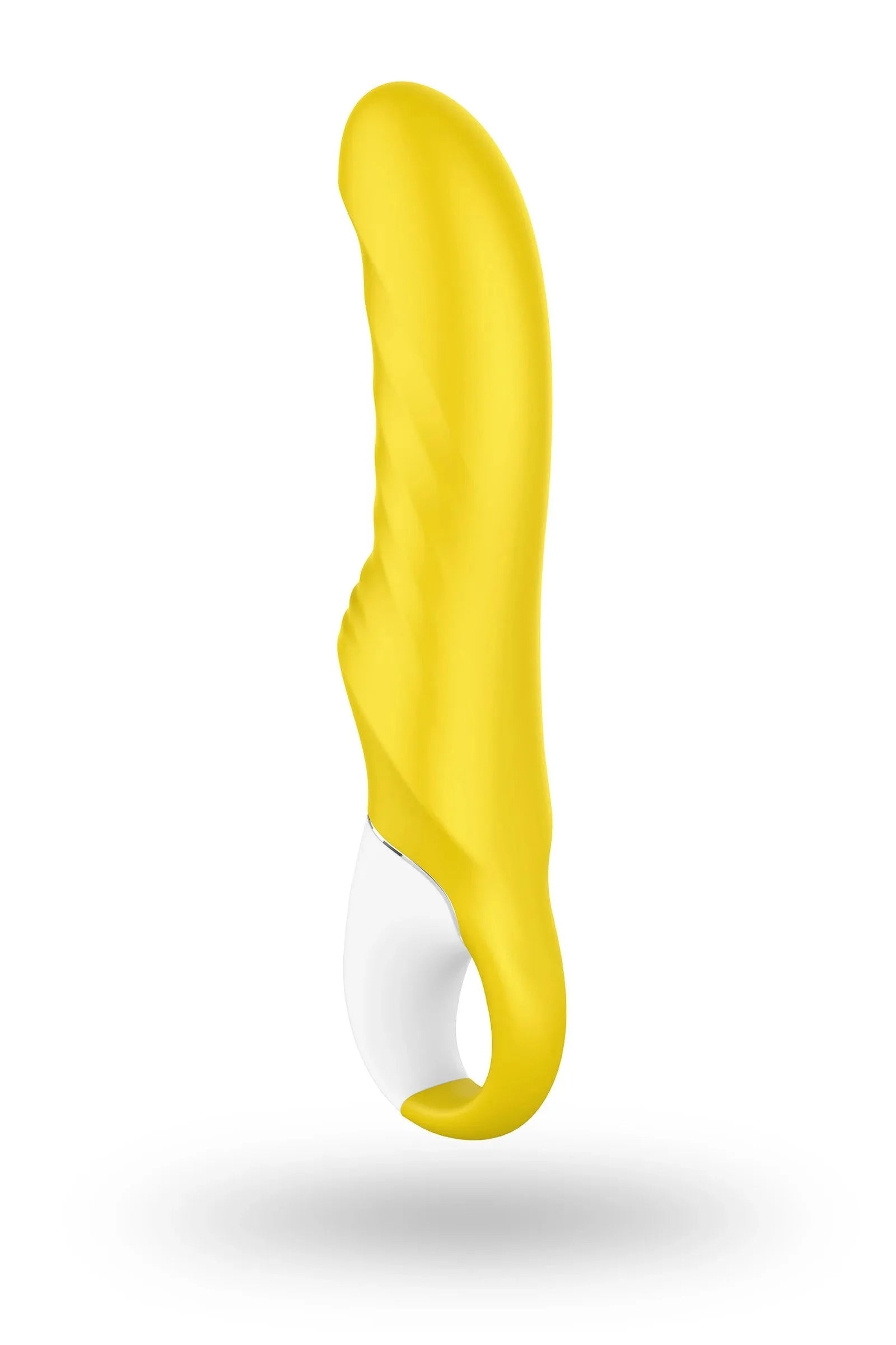 Vibromasseur jaune en silicone, waterproof et rechargeable USB, idéal pour des moments intimes discrets et agréables.