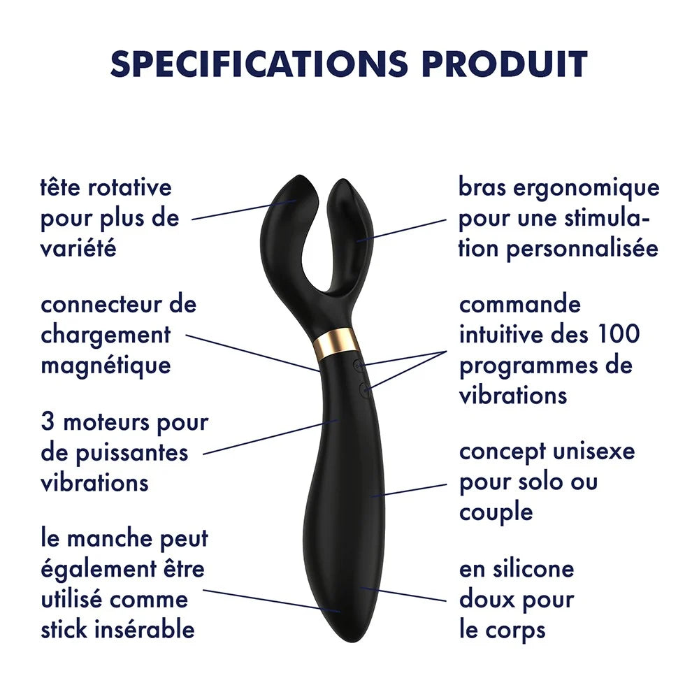 Vibromasseur et stimulateur noir homme et femme Endless Fun