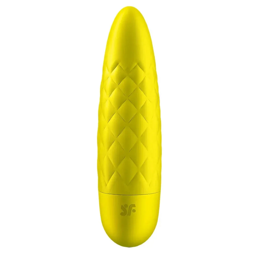 Vibromasseur bullet jaune vibrant USB, compact et texturé, idéal pour moments intimes.
