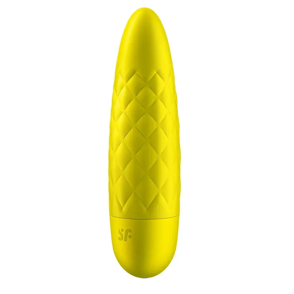 Vibromasseur bullet USB jaune texturé, compact et puissant pour plaisir discret.