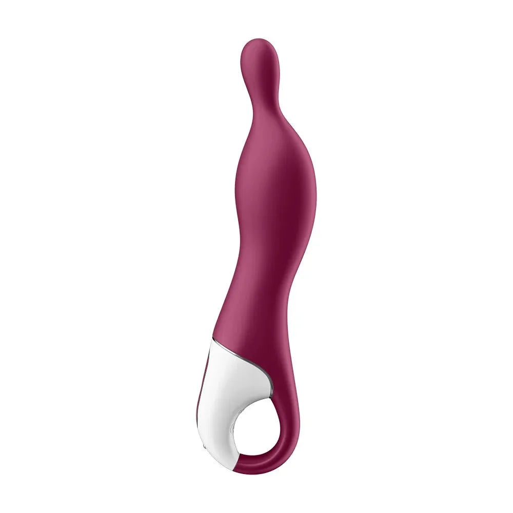 Vibromasseur point A framboise en silicone, design ergonomique pour plaisir intense.