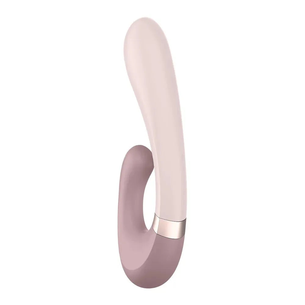 Vibromasseur silicone pour point G avec stimulateur clitoridien USB, couleur mauve, intime et élégant.