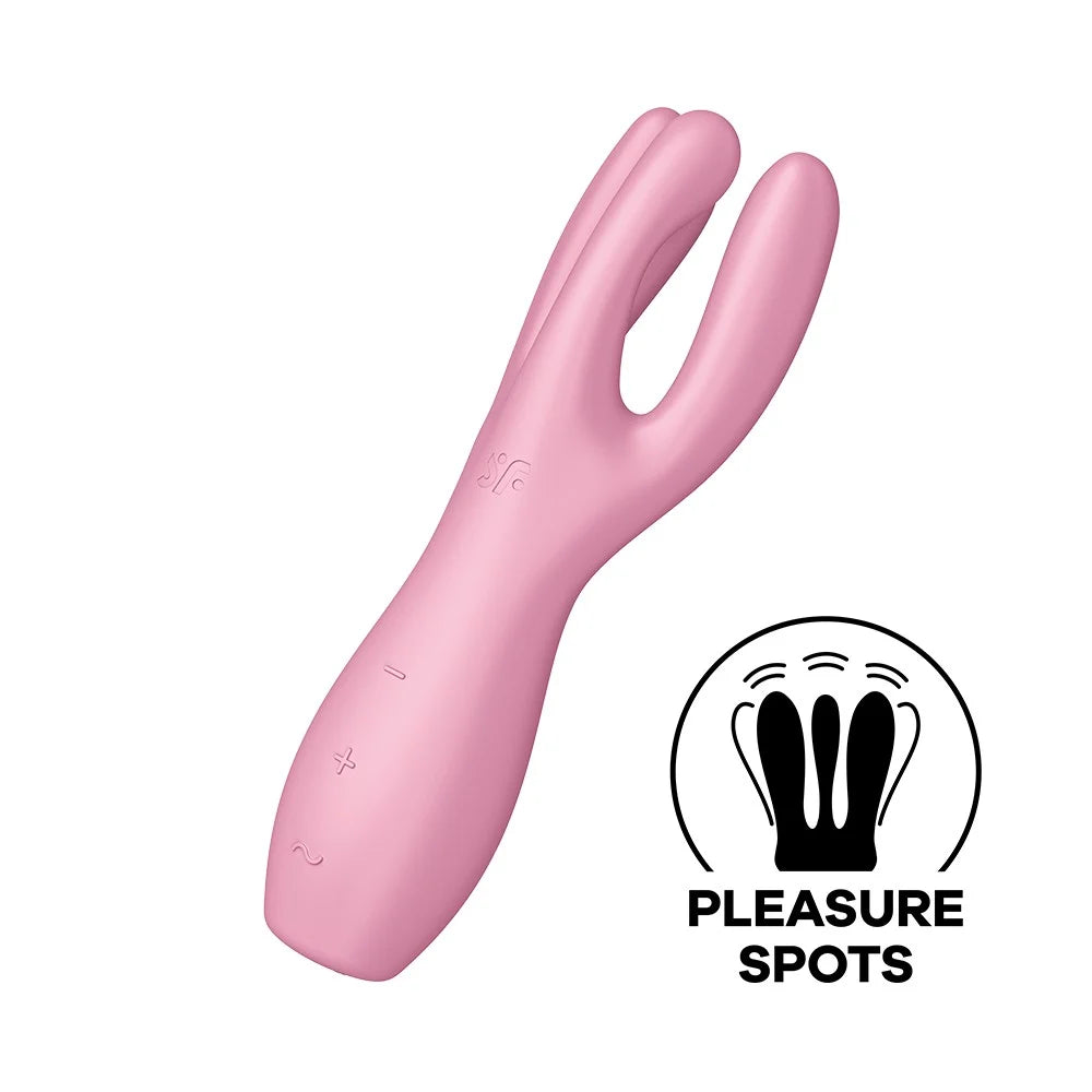 Vibromasseur point G avec stimulateur de clitoris USB rose Threesome 3