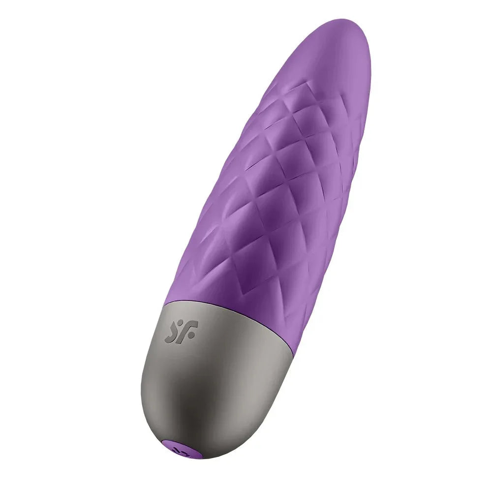 Vibromasseur violet texturé rechargeable USB pour plaisirs intimes.
