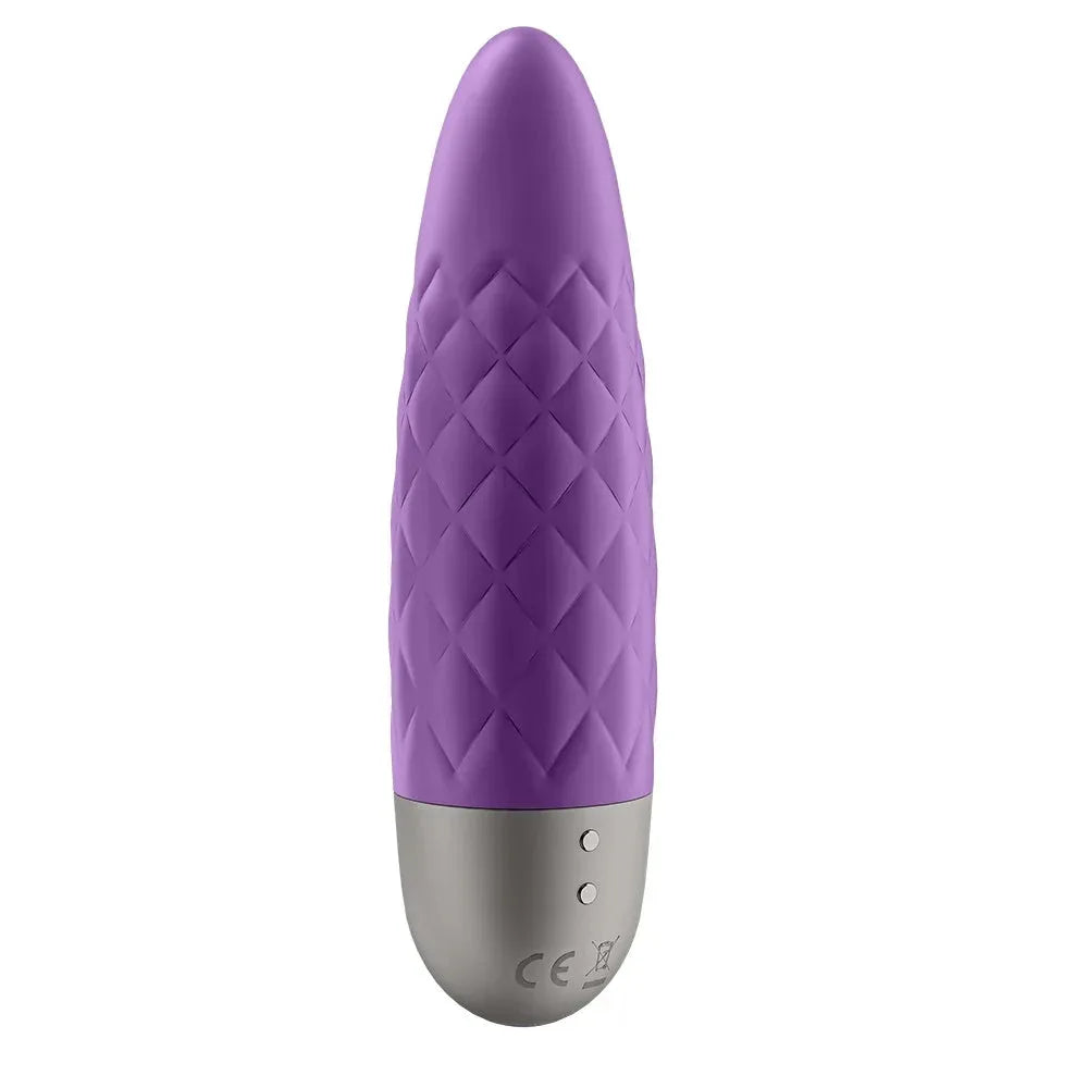 Vibromasseur violet USB en silicone texturé pour plaisir intense.