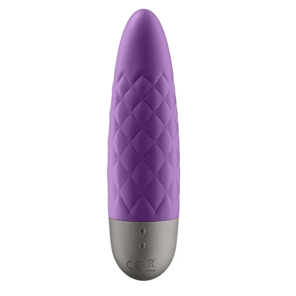 Vibromasseur violet USB, texture moelleuse, plaisir intense, accessoire intime rechargeable et discret.
