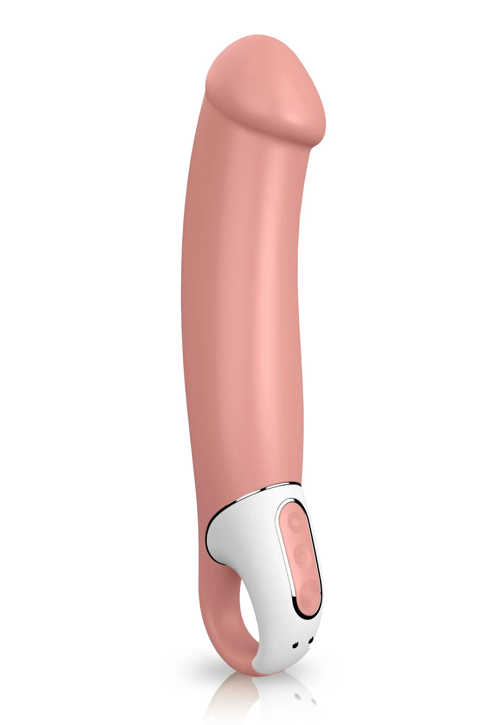 Vibromasseur ergonomique rose en silicone, rechargeable et waterproof.